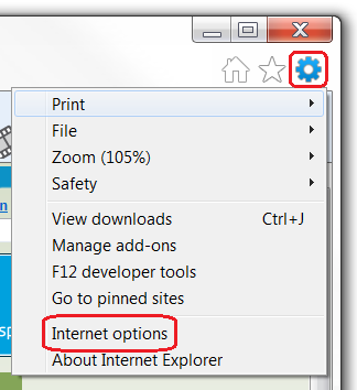Editing Internet Explorer options. 