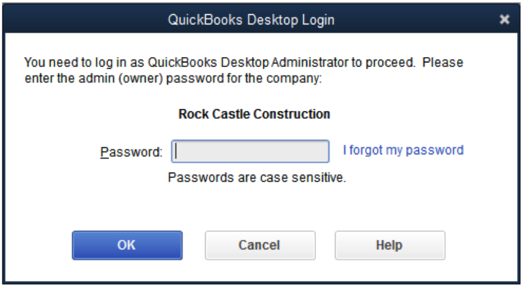 Reset Password for QuickBooks Admin and other Users 