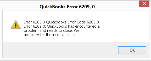 QuickBooks Error 6209 